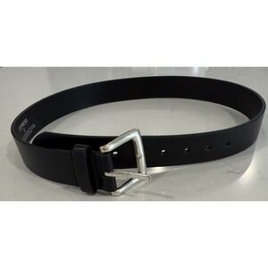 EXPRESS Mens Size Medium Black Genuine Leather Belt Silver Buckle New With Tags